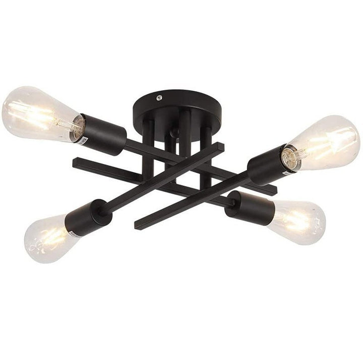 Modern Industrial Crossbar Four-Light Semi-Flush Ceiling Light
