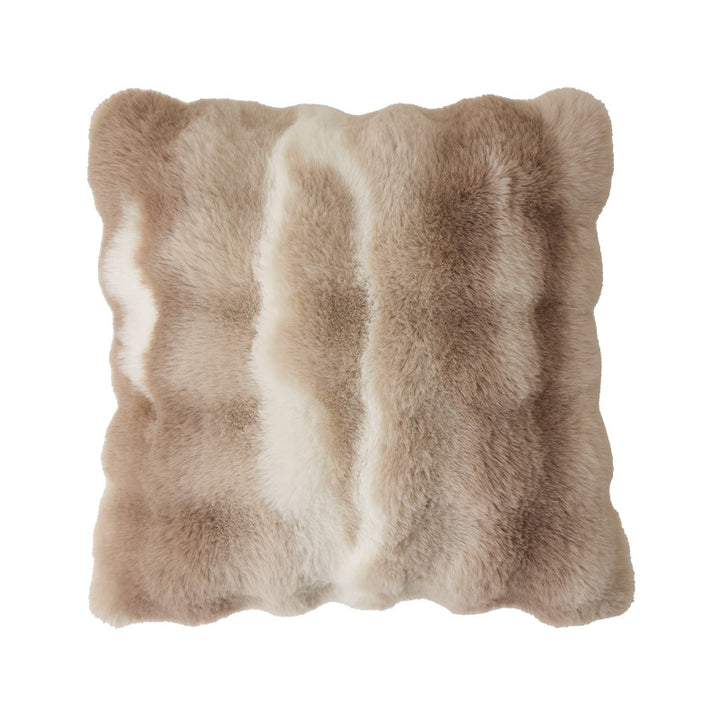 Square decorative cushion made of soft faux fur with inner cushion