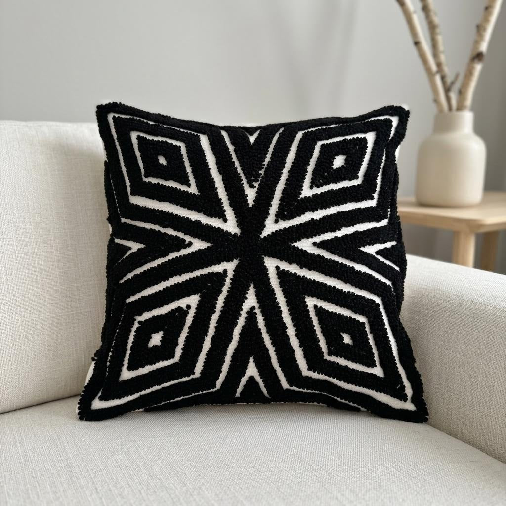 Geometric Patterned Textile Throw Pillow