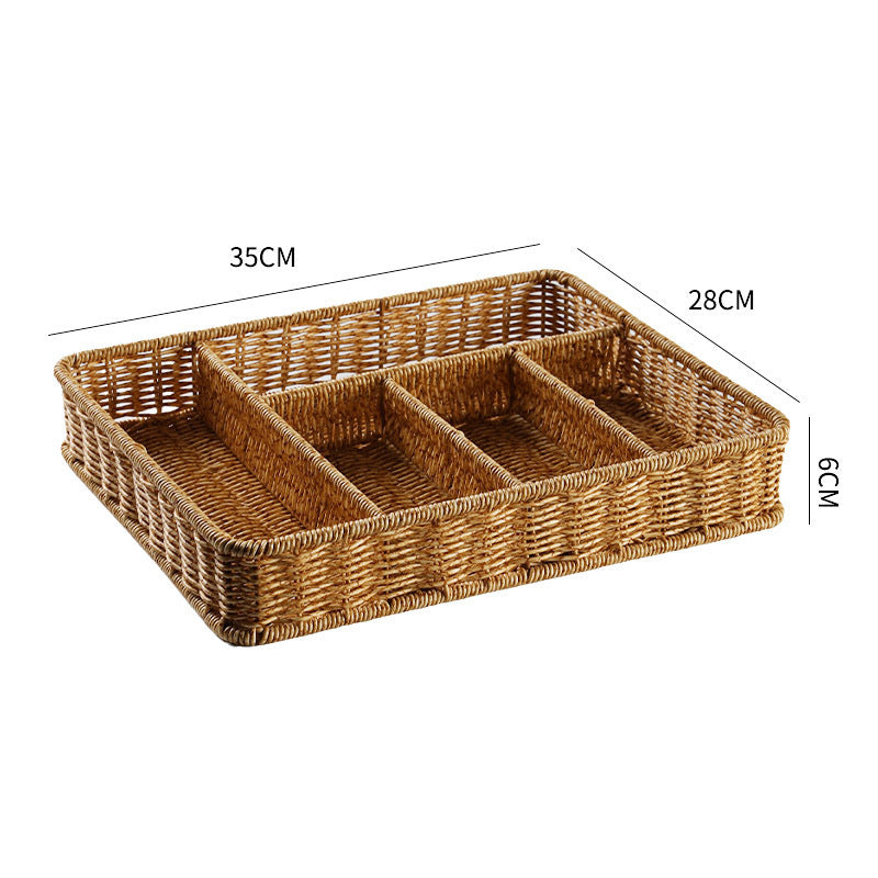 Multi-Sectional Woven Storage Basket