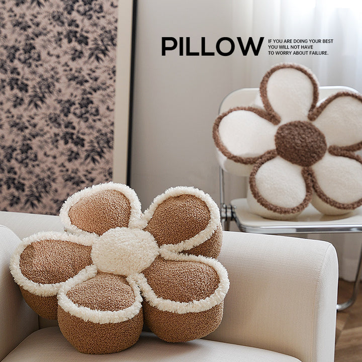 Flower-shaped bouclé rug floral cozy carpet