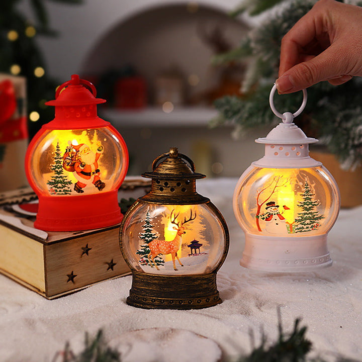 Decorative Christmas lantern with festive Santa motif