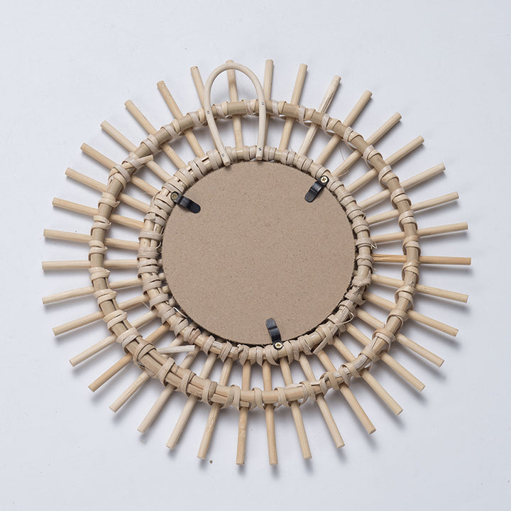 Playful Wall Mirror Made of Rattan