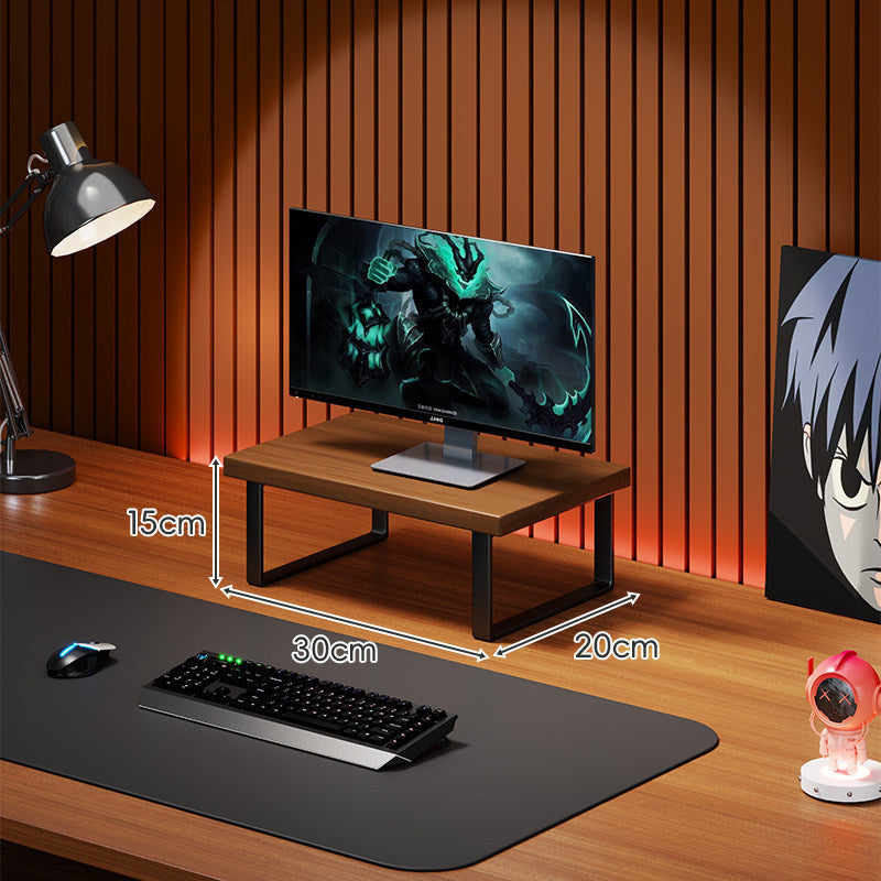Solid Wood Monitor Riser Desk Shelf with Metal U-Leg Support