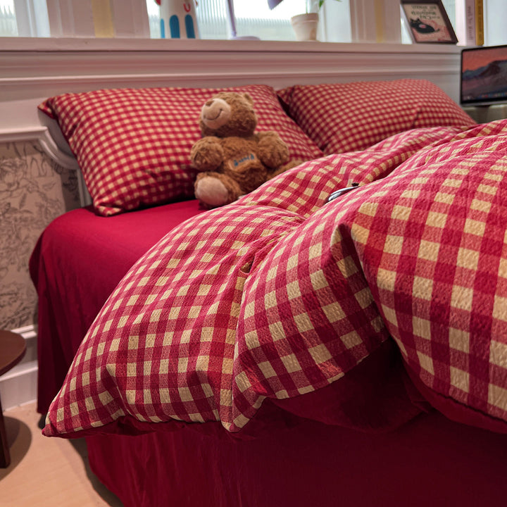 Soft Cotton Checkered Duvet Cover Set