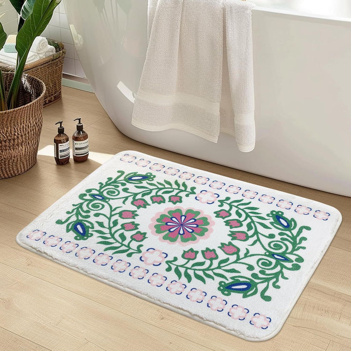 Luxurious Floral Design Bath Mat