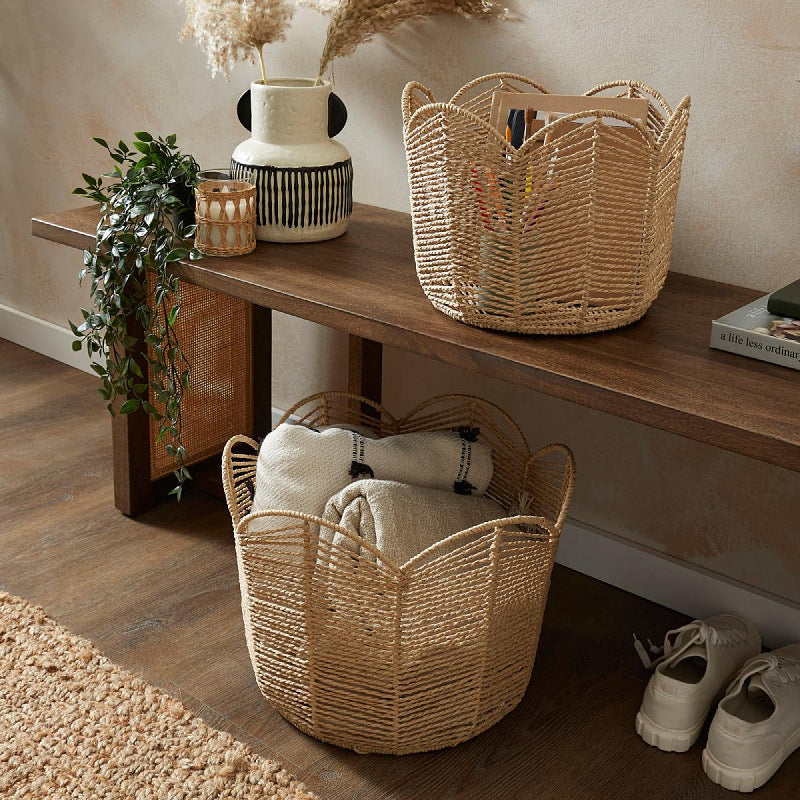 Handcrafted storage basket in leaf design