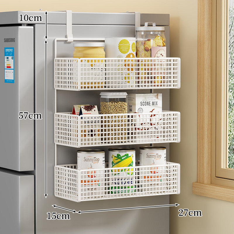 Over-Door Two Tier Metal Mesh Hanging Kitchen Storage Basket Organizer with Hooks