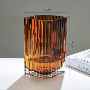 Elegant Ribbed Decorative Glass Vase