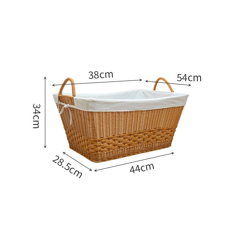 Handcrafted rattan basket with removable inner lining