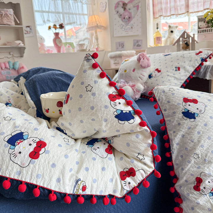 Heart Patterned Decorative Pillow and Duvet Cover Set