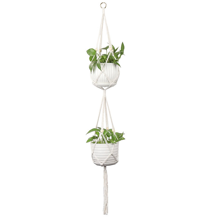 Plant-hanging macrame shelf