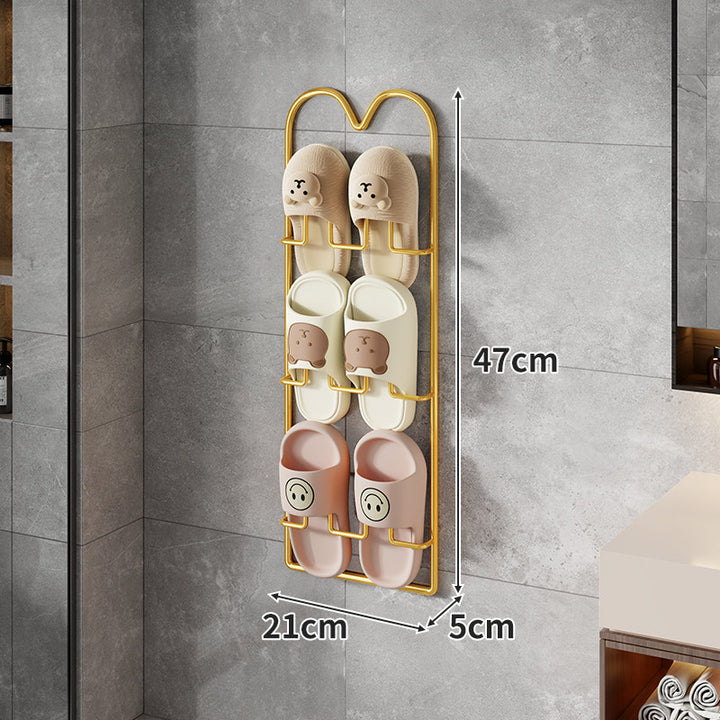 Wall-Mounted Vertical Shower Slipper Rack Single-Pair Organizer