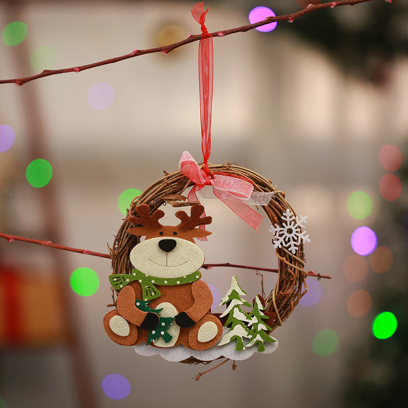 Decorative Christmas wreath with reindeer motif