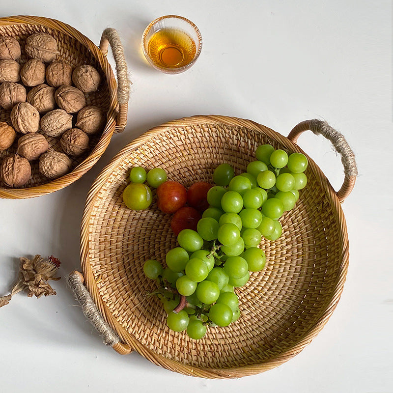 Handwoven storage basket with sturdy handles