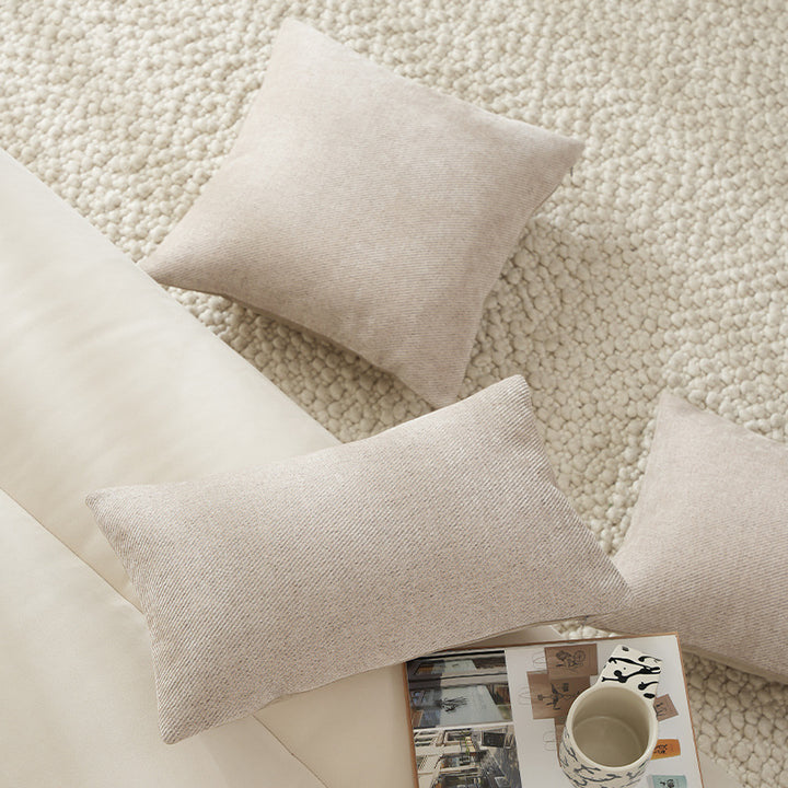 Decorative cushion cover made of woven cotton-linen blend with concealed zipper