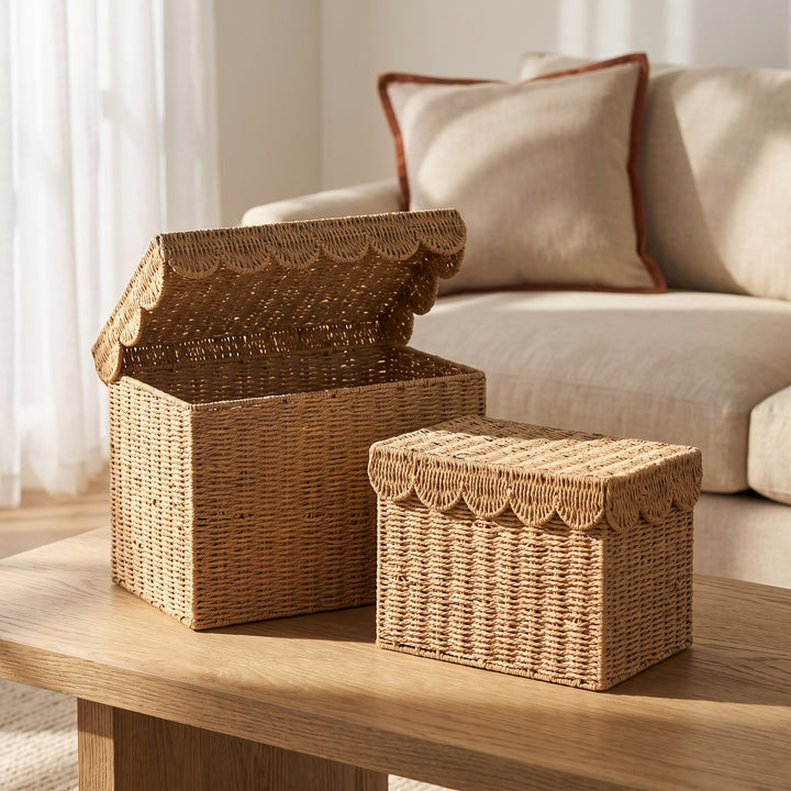 Playful storage basket with lid