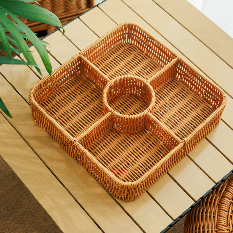 Multi-Compartment Woven Storage Basket