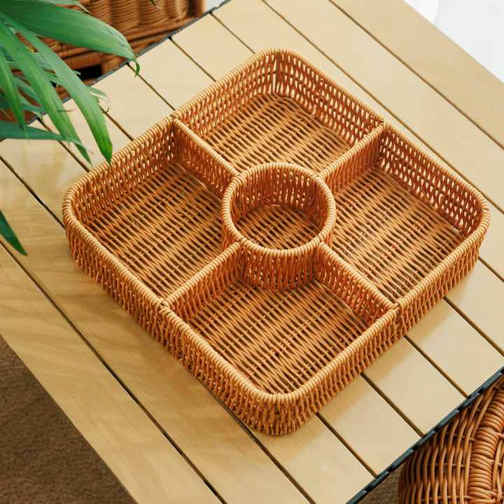 Multi-Compartment Woven Storage Basket
