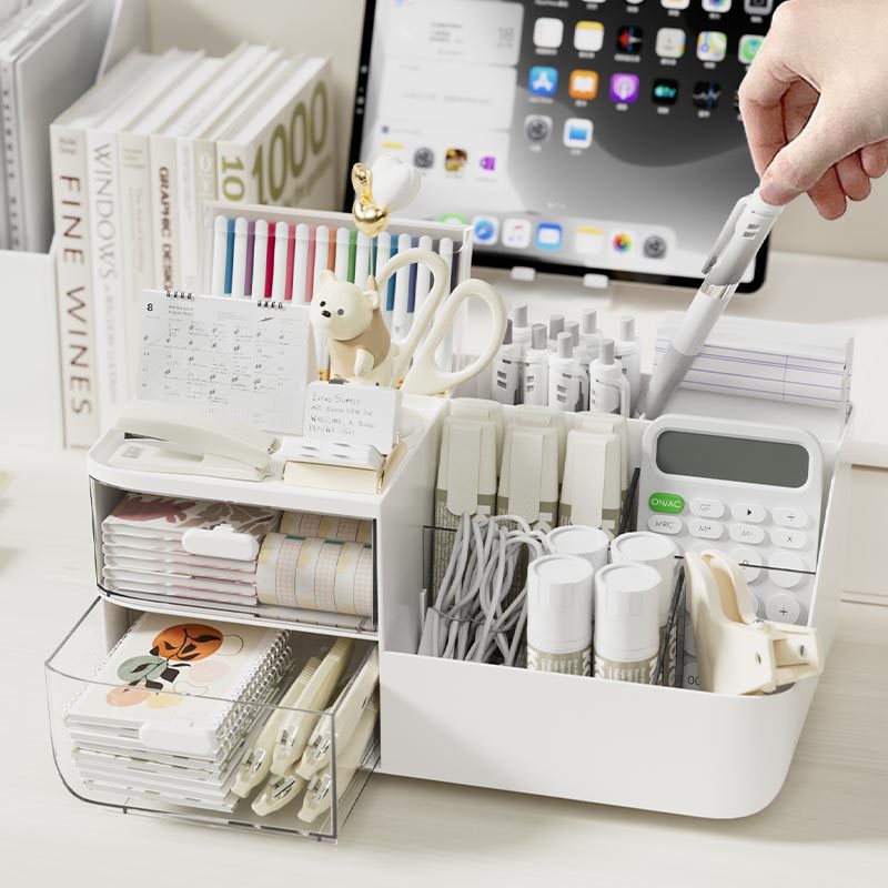 Multi-Functional Desk Organizer with Drawers and Compartments