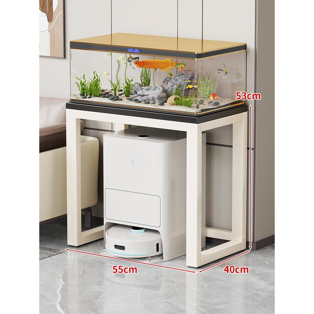 Modern Metal Frame Aquarium Console Table with Integrated LED Hood