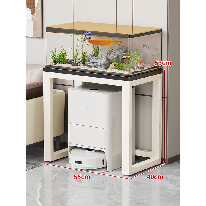 Modern Metal Frame Aquarium Console Table with Integrated LED Hood