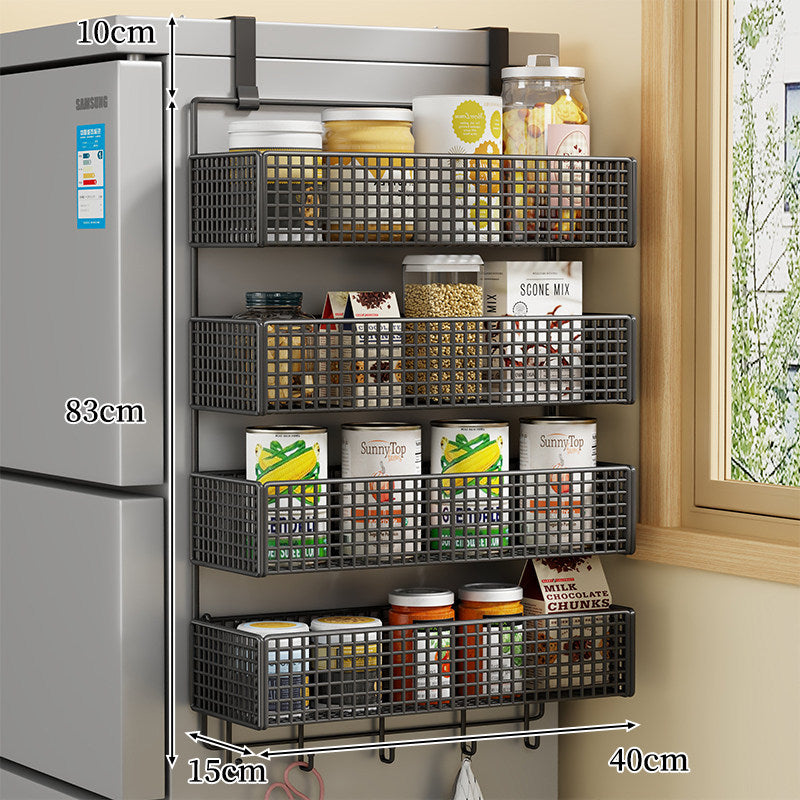 Over-Door Two Tier Metal Mesh Hanging Kitchen Storage Basket Organizer with Hooks