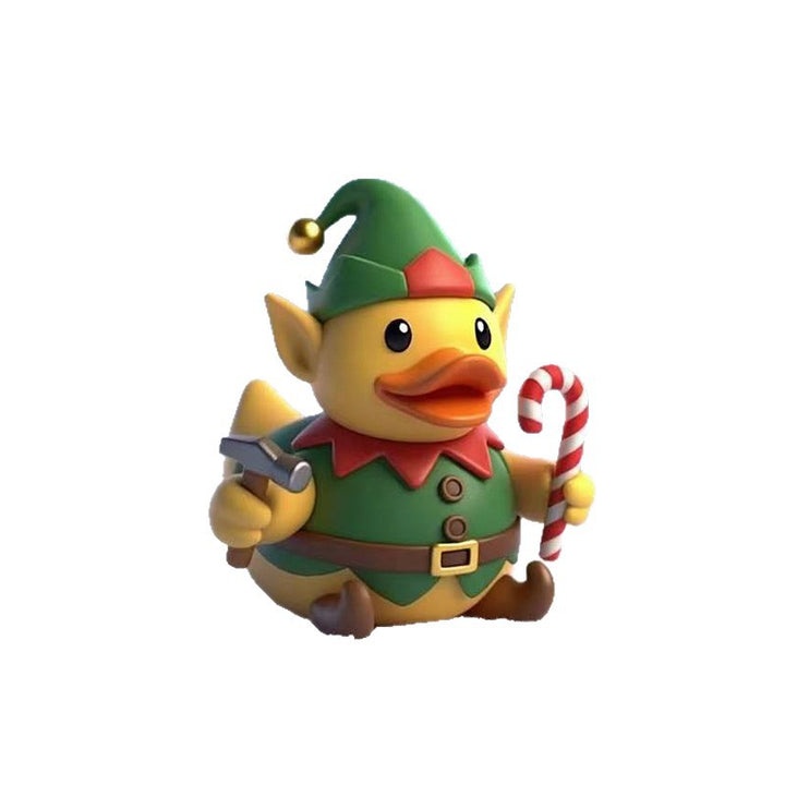 Funny rubber duck in craftsman's outfit