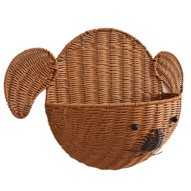 Decorative Dog-Shaped Woven Storage Basket