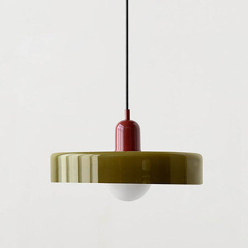 Minimalistic ceramic pendant lamp with layered bell shade