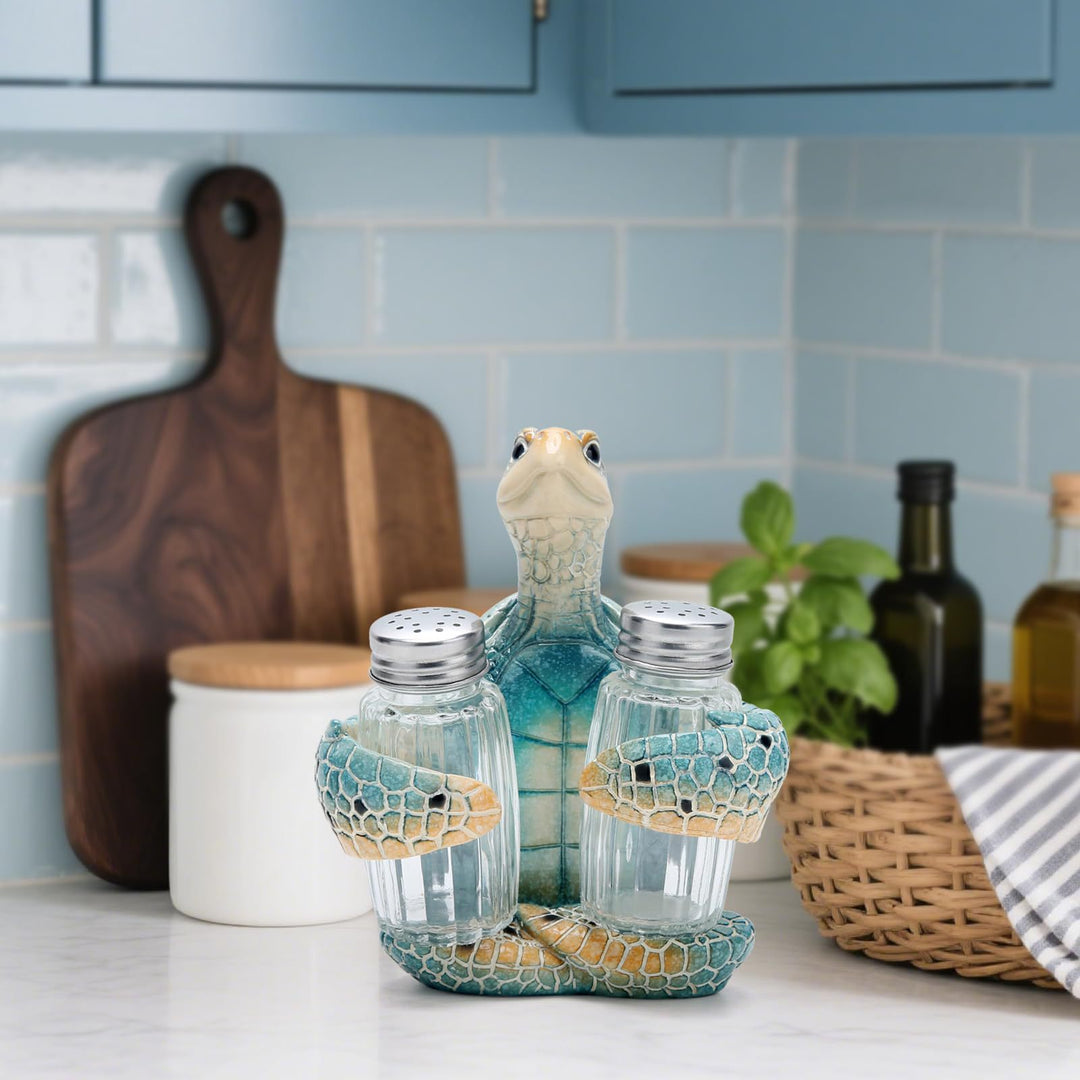 Decorative Turtle-Shaped Salt and Pepper Shaker Holder
