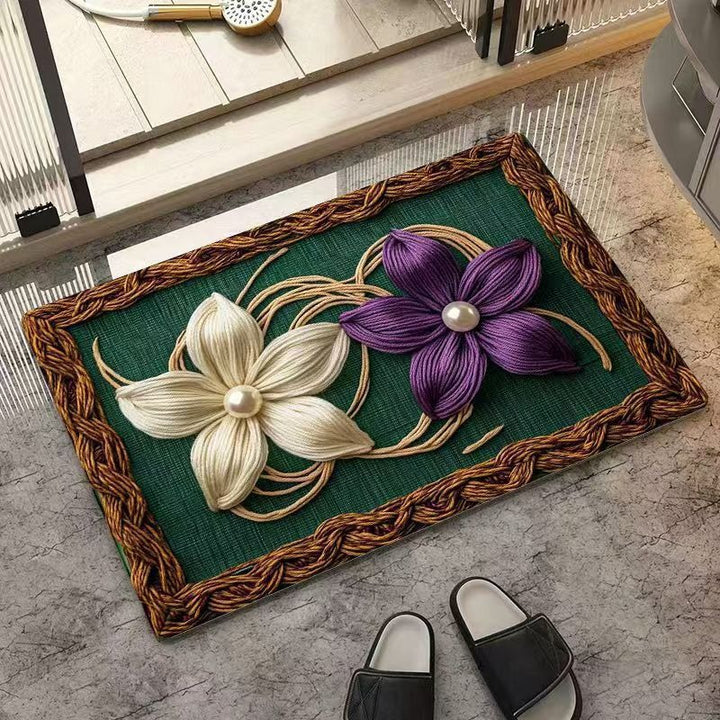 Textured Floral Design Area Mat