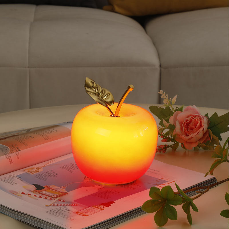 Ceramic Apple Table Lamp with Brass Rod and Metal Base