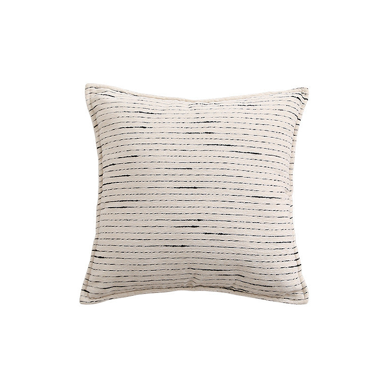 Decorative cotton-linen cushion cover with fine stripe texture