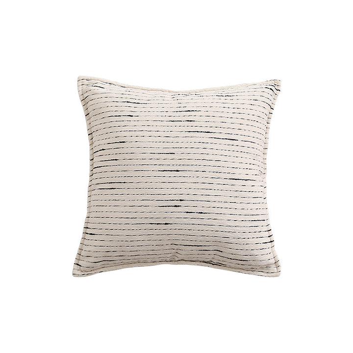 Decorative cotton-linen cushion cover with fine stripe texture