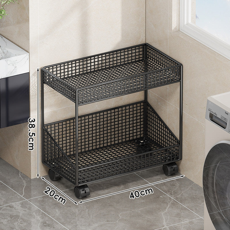 Compact Tiered Metal Mesh Storage Shelf Organizer for Bathroom and Laundry