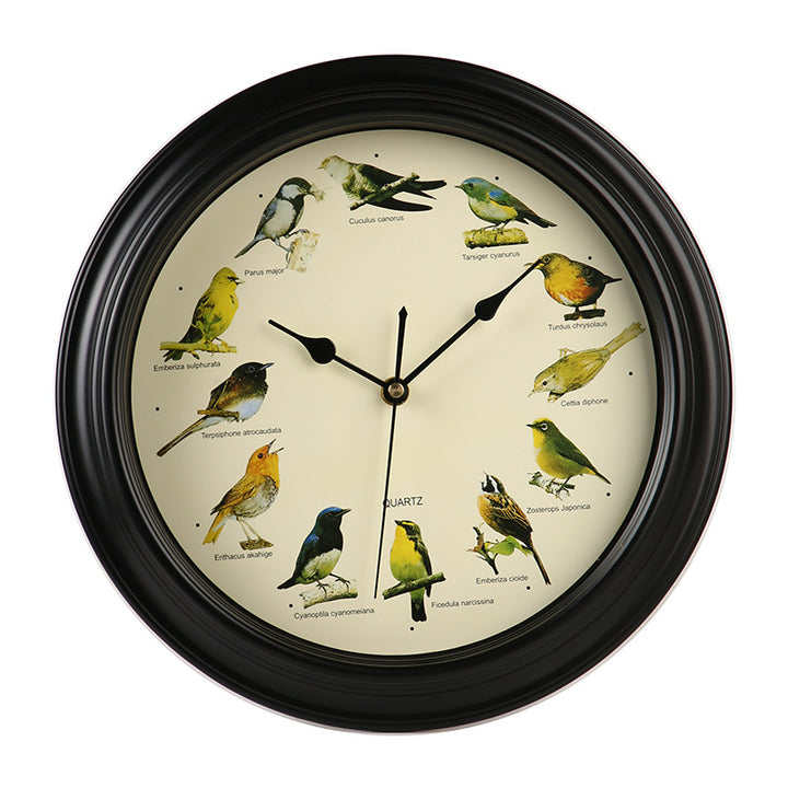 Wall clock with colorful bird design