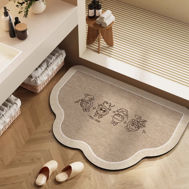 Playful Cartoon Character Bath Mat