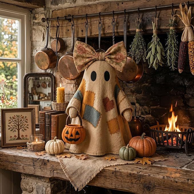 Decorative Ghost Figure with Bow