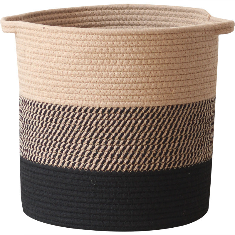 Modern storage basket with gray knit pattern