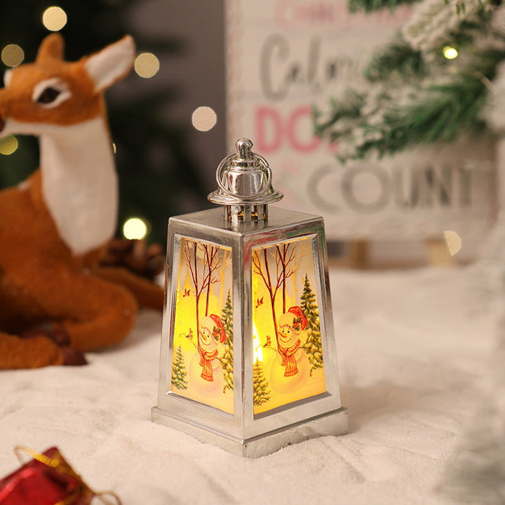 Decorative Christmas lantern with winter motifs