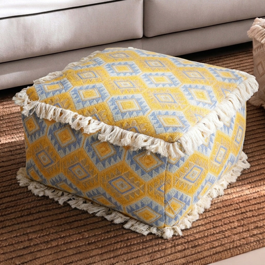 Decorative Floral Print Floor Pouf
