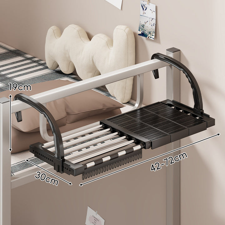 Expandable Over-Rail Telescopic Clothes Drying Rack with Multiple Stainless Steel Rods