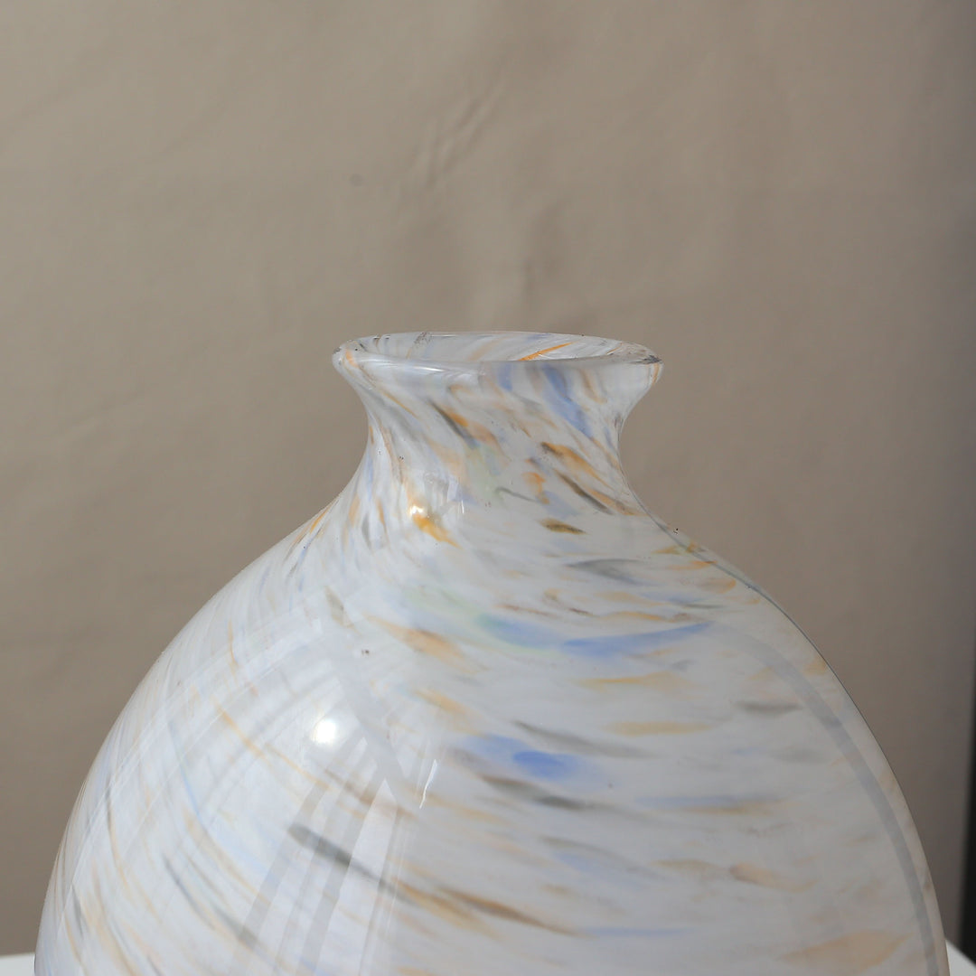 Handcrafted Swirled Marble-Effect Accent Vase with Rounded Bulb Body