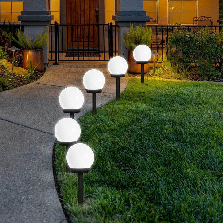 Outdoor Solar-Powered Frosted Globe Garden Stake Lights