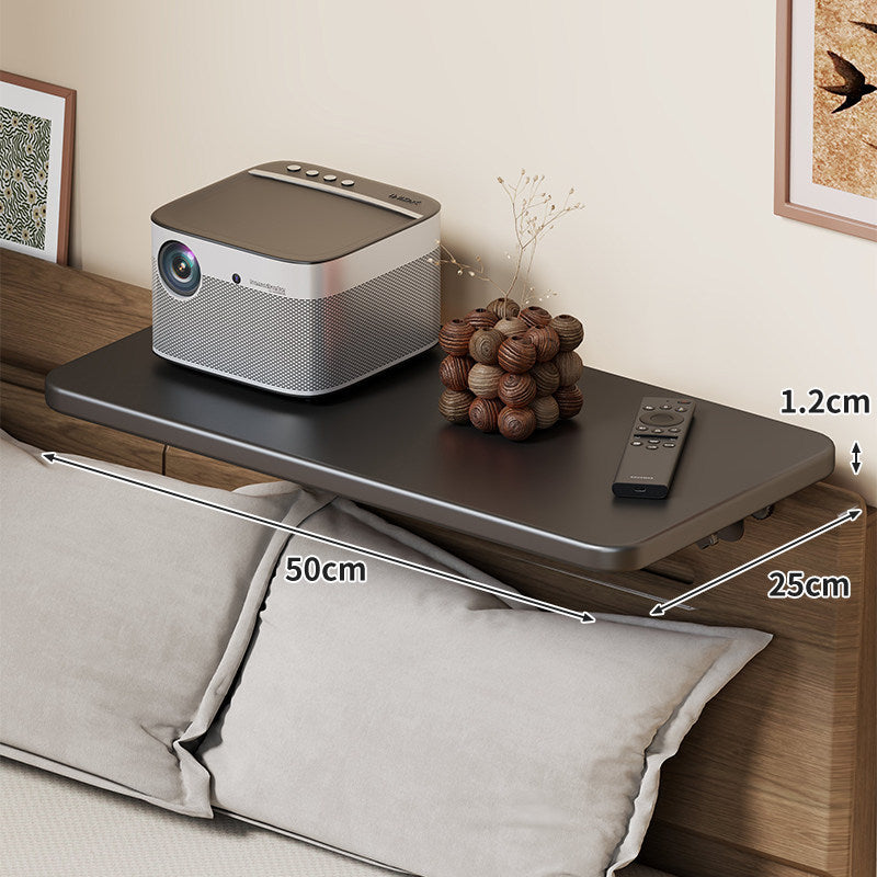 Headboard-Mounted Floating Bedside Shelf for Projectors and Devices