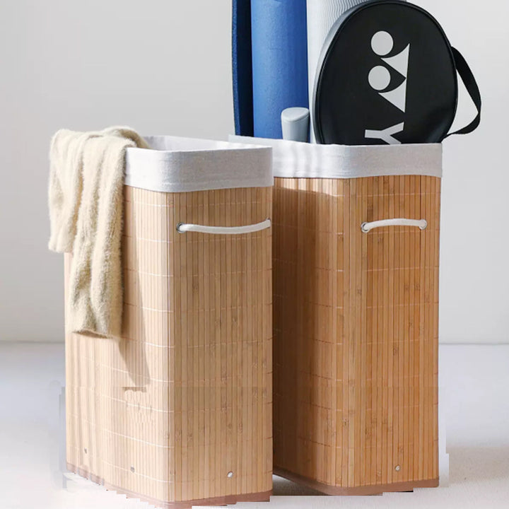Stylish laundry container with practical lid and carrying handles