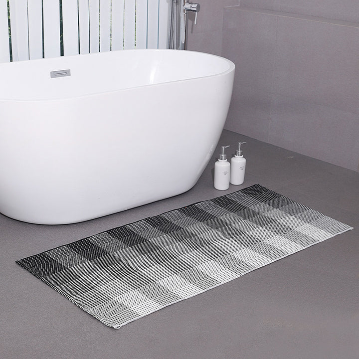 Flat-woven floor rug for bedrooms and living spaces with striped texture and low pile