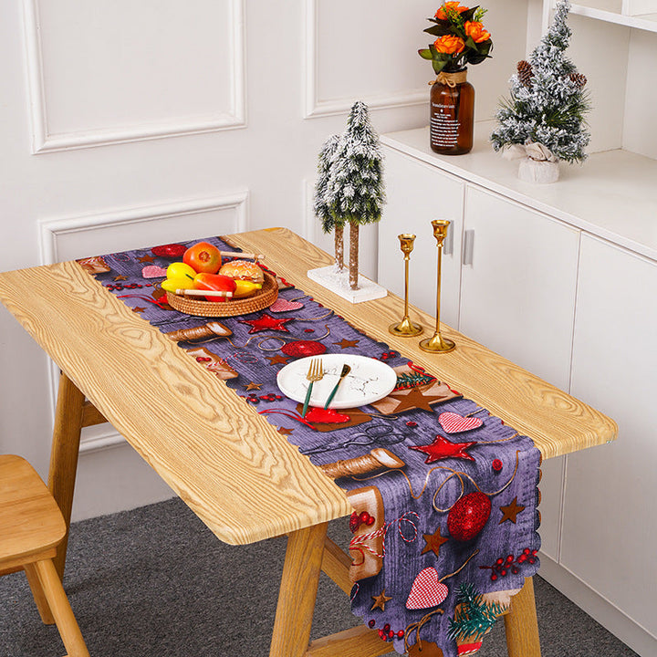 Festive table runner with Christmas motifs