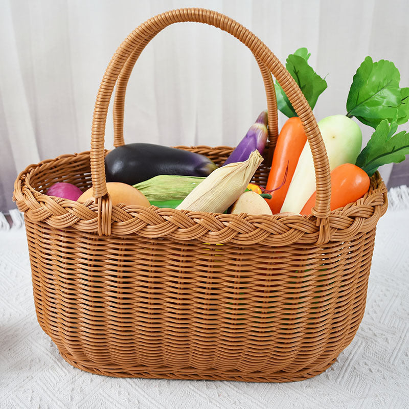 Handwoven Storage Basket with Braided Handles